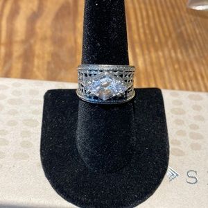 Silpada Silver Ring with Clear Marquise Center Stone